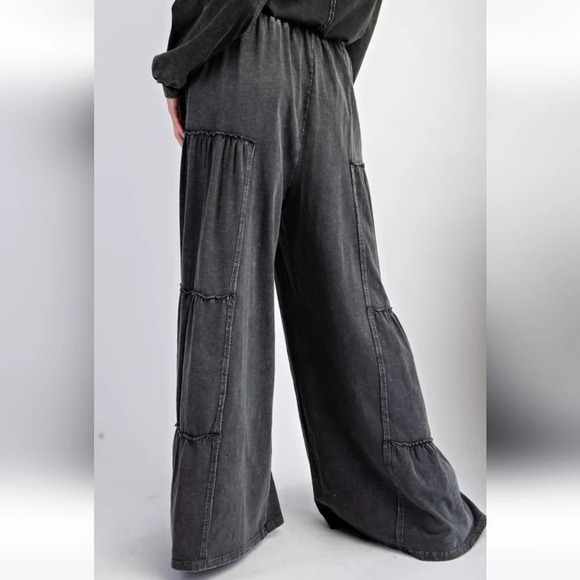 New Easel Black Mineral Washed Tiered Pants - Picture 3 of 5